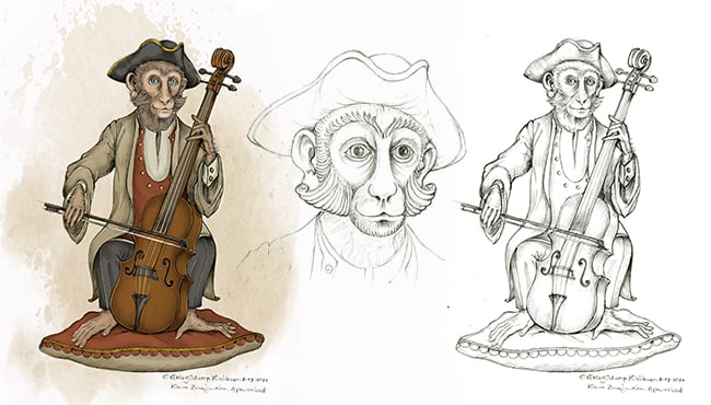 schets muziek apen