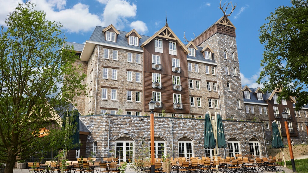 Vooraanzicht van het hotel in Loonsche Land