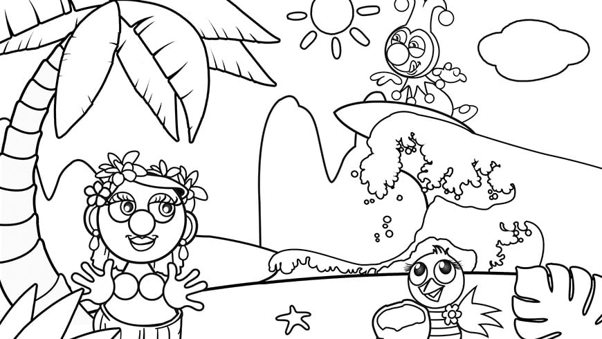 Ausmalbild Von Jokie Und Jet In Hawaii Efteling Kids
