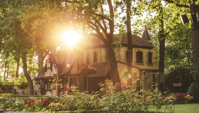 Het kasteel van Doornroosjes met zonlicht