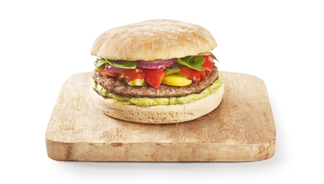 Bij Burgerhuys de Likkebaerd is de zomerse special de Oriëntal Burger: een 100% runderburger met kruidige hummus, gegrilde paprika, ui en een rijke tomatensaus.