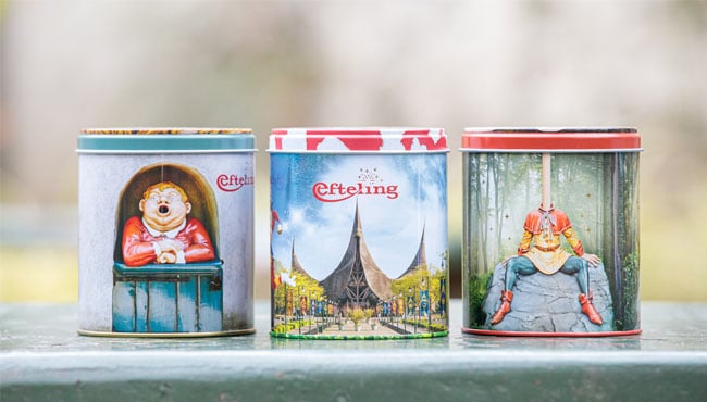 stroopwafel blikken met afbeeldingen van de efteling