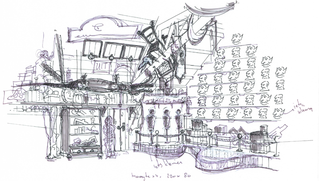 De ontwerptekening en de uitwerking van het Wonder Depot