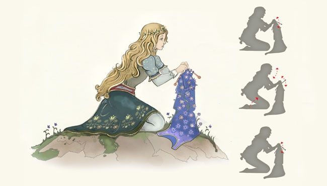 De breiende Elisa, schets van Team Lead Ontwerp Sander de Bruijn