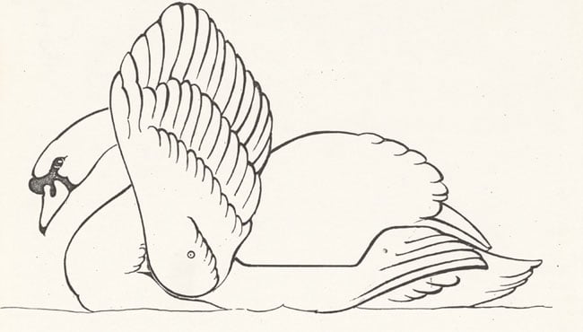 Schets van een zwaan van Efteling-ontwerper Ton van de Ven