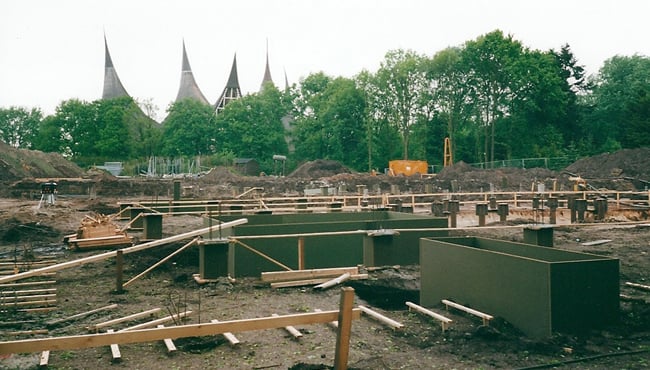 De bouw van PandaDroom in 2001.