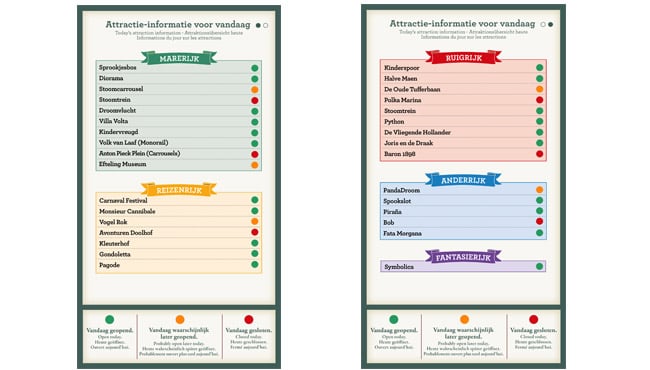 De nieuwe digitale informatieborden bij de entree van de Efteling.