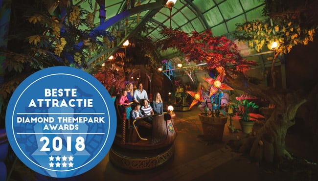 Foto van de Botanische tuin in Symbolica met een button van de beste attractie.