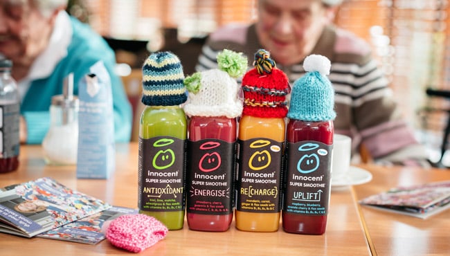 Innocent flesjes met mutsjes op