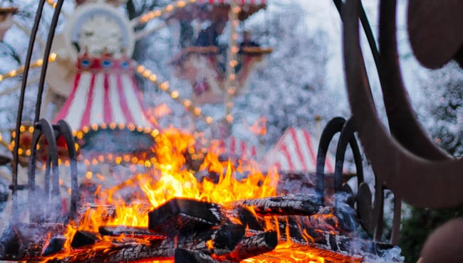Vreugdevuur en Reuzenrad op het Steenbok Plein tijdens Winter Efteling 2018/2019