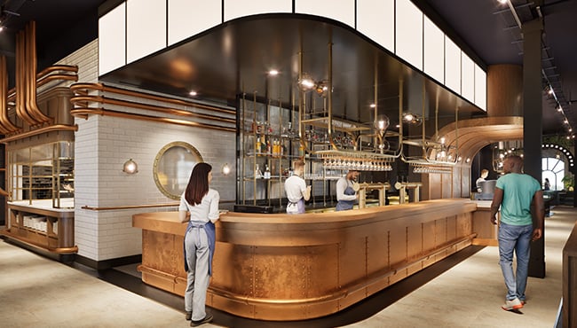Impressie van de bar in Restaurant Saga van het Efteling Wonder Hotel.