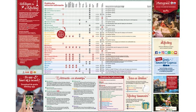 Achterzijde Efteling-plattegrond voor bezoekers met een beperking.