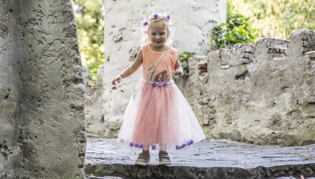 Prinsessenjurk Elisa met zwaan en asters.