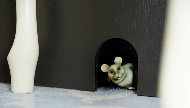 Anton Pieck muis in de plint van een Efteling comfortkamer in het Efteling Hotel