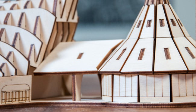 3D puzzel van de iconische Hoofdentree het Huis van de Vijf Zintuigen.