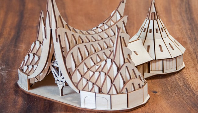 3D puzzel van de iconische Hoofdentree het Huis van de Vijf Zintuigen. 