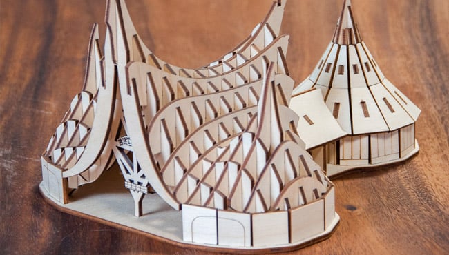3D puzzel van de iconische Hoofdentree het Huis van de Vijf Zintuigen.