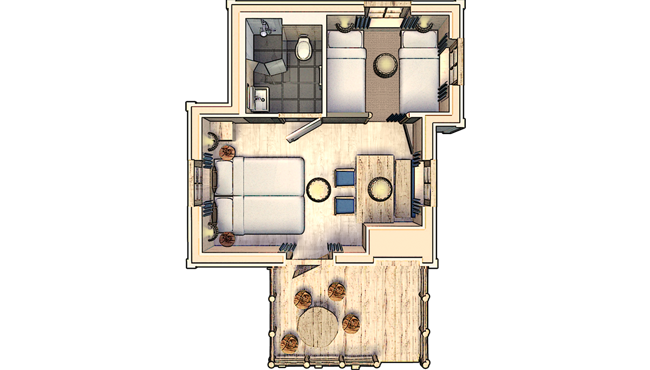 Plattegrond 4-persoons themakamer Boomzicht