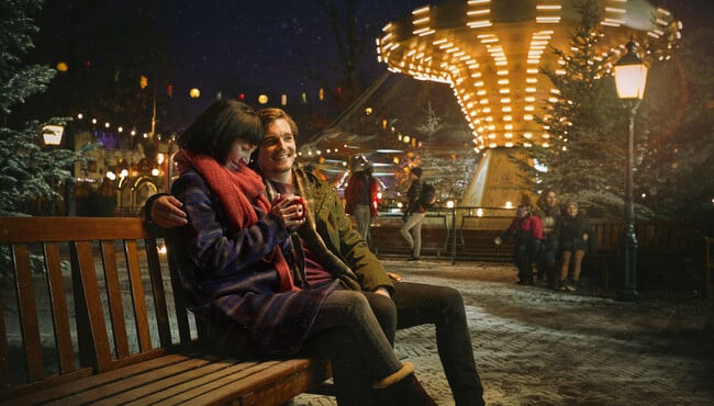 winter efteling bij zweefmolen