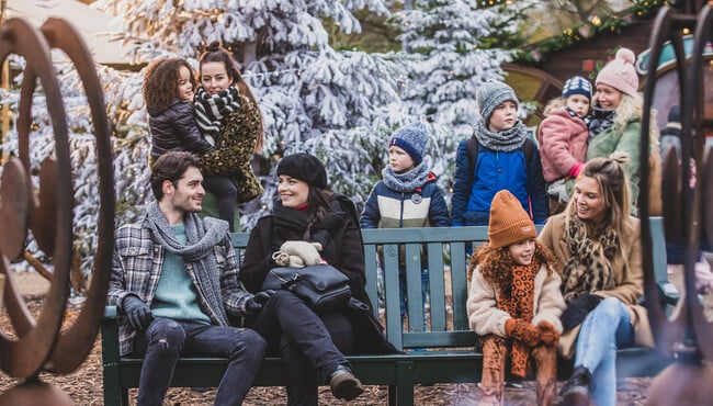 gasten genieten van een vreugdevuur op de warme winter weide