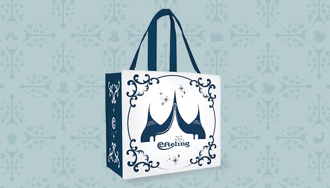 Efteling-shopper delfts blauw ontwerp van het Huis van de vijf Zintuigen